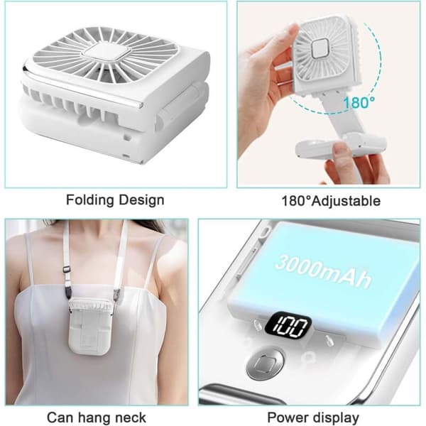 Bærbar ventilator. Mini bærbar ventilator. Håndholdt ventilator. Lille personlig ventilator. Stille USB-ventilator