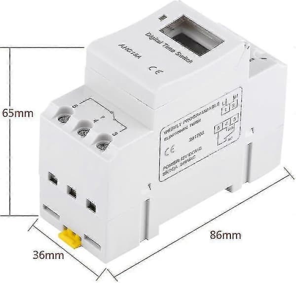 Digital Timer, LCD-skjerm Ukentlig Programmerbar Elektronisk Relé Tidbryter 15A (220V)