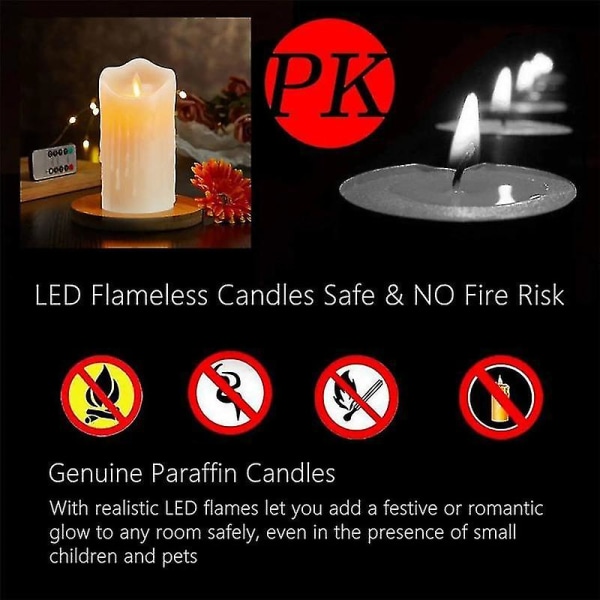 LED-lys, Flimrende Flammeløse Lys, Ladbare Lys, Ekte Voklys Med Fjernkontroll
