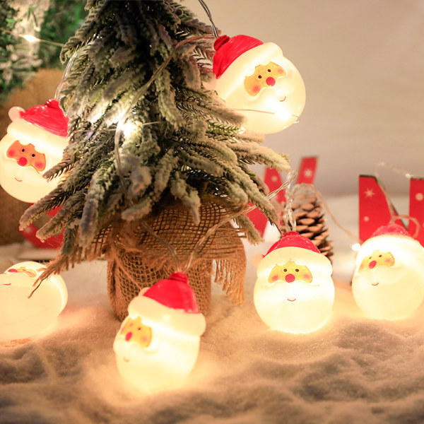 LED jultomte ljus krans, USB modell, röd hatt snögubbe, julgran dekorativt ljus (tomten - 3m 20 ljus)