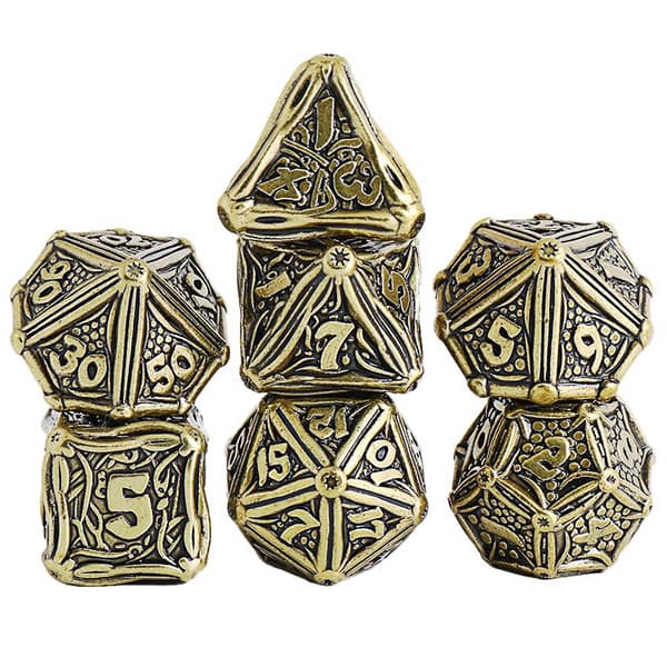 7 stk. Mini Heavy Duty Metal Terningesæt Solid Polyhedral Rollespil Terningesæt, Antik