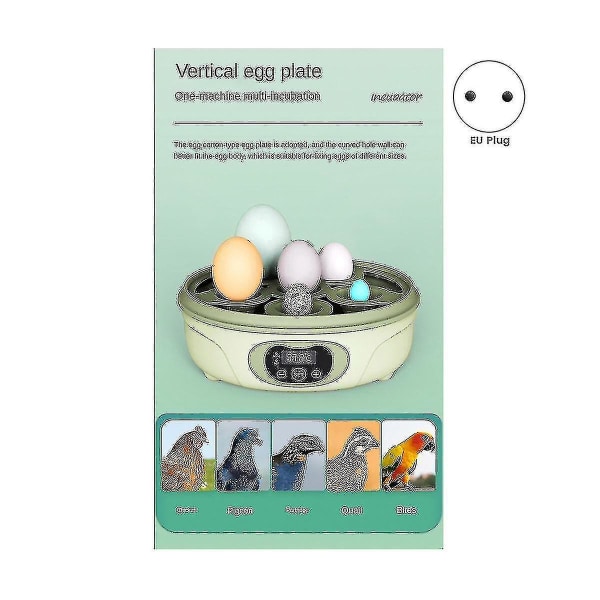 6 ägg helautomatisk inkubator liten hushållsinkubator Pigeon incubator Eu-plugg från Xiangchong Store