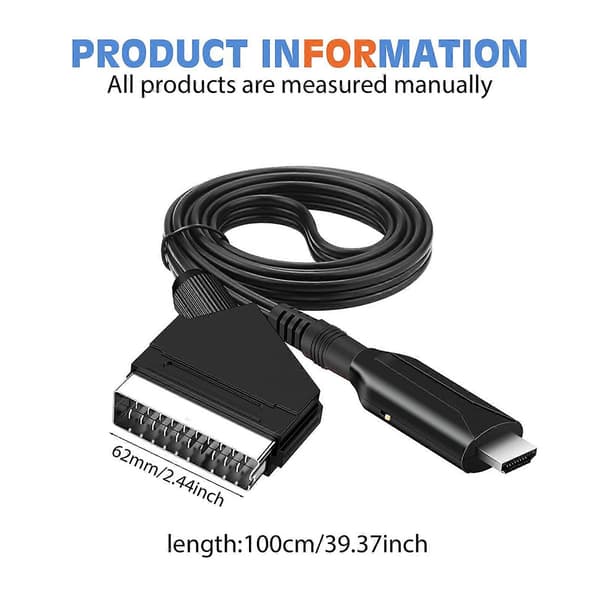 Scart–HDMI-kaapeli – Scart–HDMI-sovitin – All-in-One Scart–HDMI-ääni- ja videomuunnin 1080p/720p