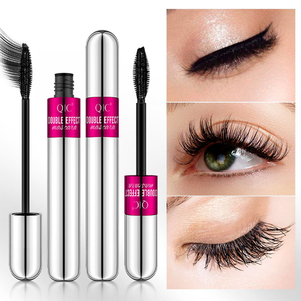 Mascara 2 In 1 Mascara 5X Longer Cosmetics For Natural Lengthening And Thickening No Clumping 4D Silk Fiber Mascara Clearance