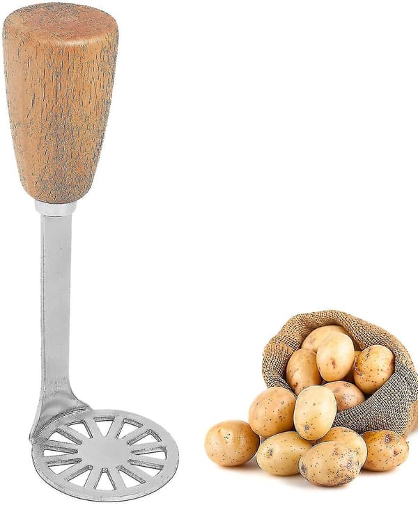 Liten potatisstöt, rostfritt stål trähandtag
