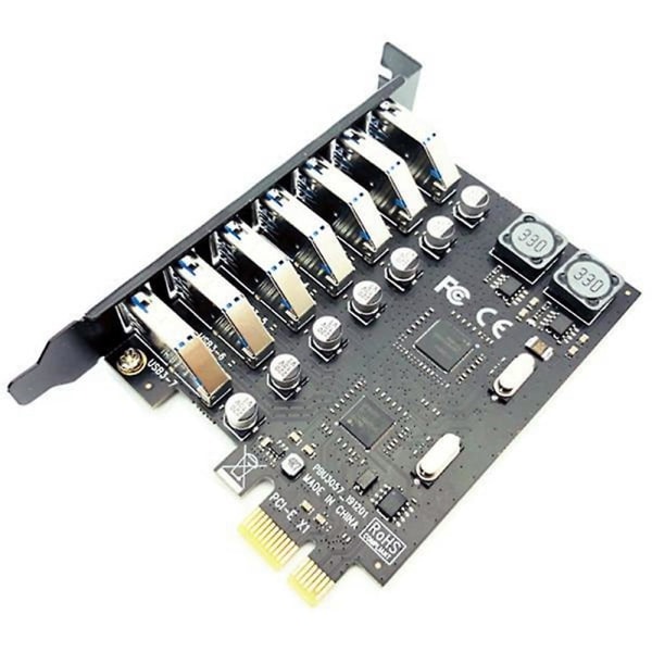 USB 3.0 PCI Express Adapter PCI E till 7 portar USB 3 expansionsadapterkort USB3 PCIe PCI-E X1 Controller Converter()