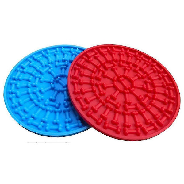 2-pack (blå + röd) hundslickmatta långsam matare, hundslickmatta