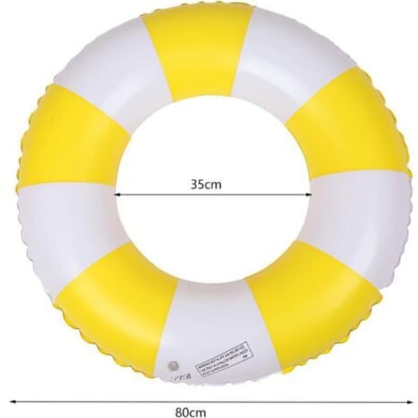Rund pool float. Retro stribet oppustelig PVC pool float. Pool dekoration. Strandlegetøj - 75 cm