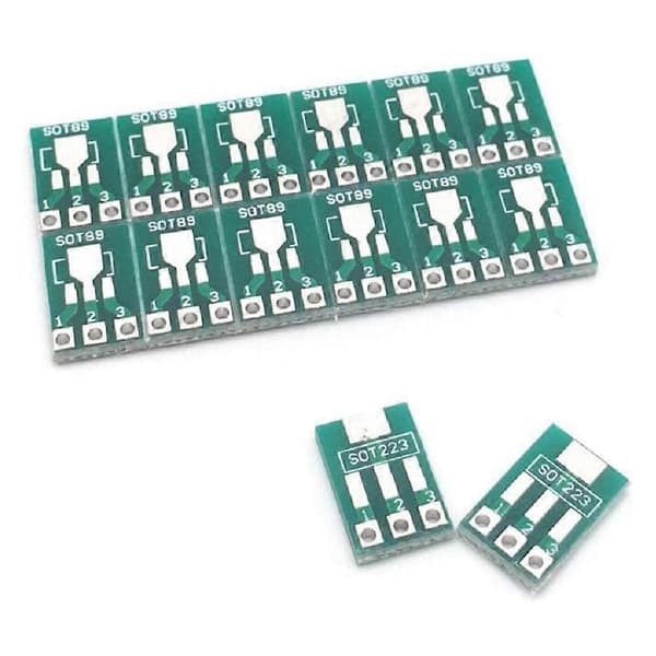 20 kpl SOT89 SOT223 - DIP PCB -piirilevysovitin, kaksoispuolinen 1,5 mm 2,3 mm - 2,54 m