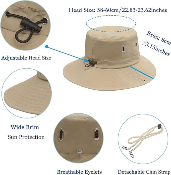 Herre sommerhat til solbeskyttelse, camouflage safarihat med bindebånd, hurtigtørrende og åndbar til udendørs brug, camping