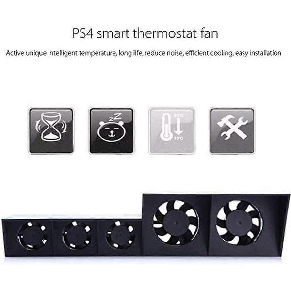 PS4 Køleblæser, USB Ekstern Køler 5 Blæser Turbo Temperaturkontrol