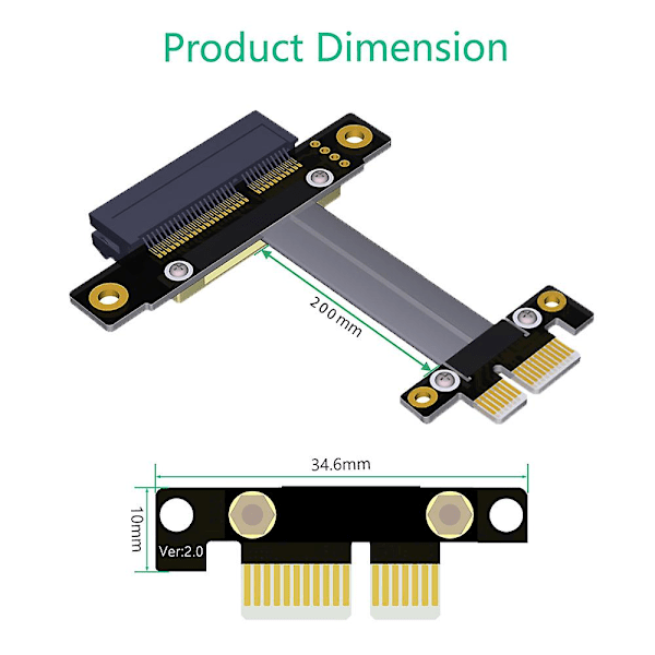 Pcie Pci Express 4x till 1x förlängningskabel Pci-e 1x till 4x förlängningskablar 180 graders vertikal förlängning
