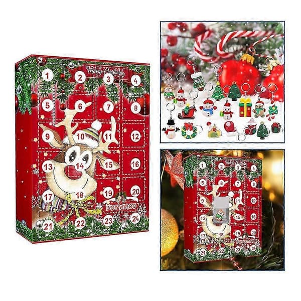 Jule Nøglering Nedtællings Blind Box 24 Dages Julekalender Nedtælling Resin
