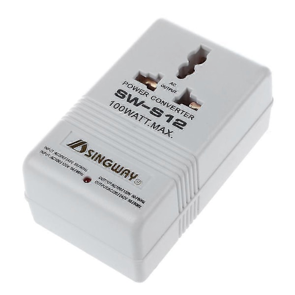 Singway 100W 110V/120V - 220V/240V Jännitekonvertteri Muuntaja Matkalle Valkoinen