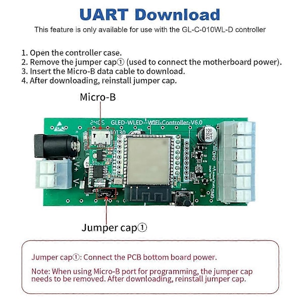 ESP32 WLED LED Controller med Mikrofon UART Download Dynamiske Lysindstillinger til LED Strip Lys