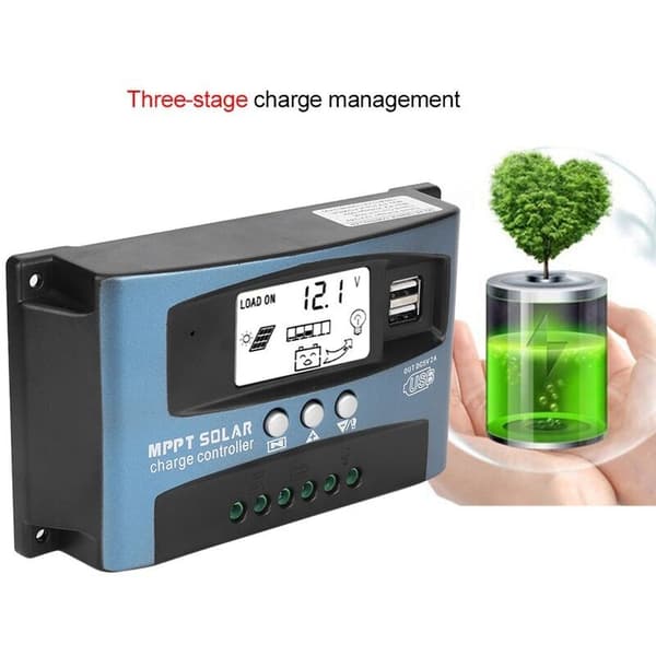 MPPT 100A Solar Charge Controller. 12V 24V USB Solar Panel Regulator Intelligent Battery Controller with LCD Display
