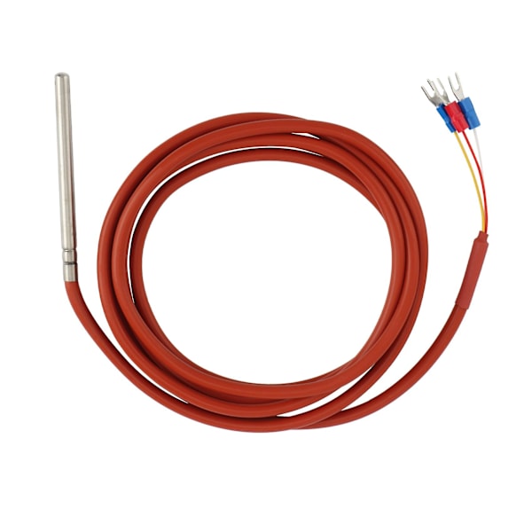 PT100 RTD Temperatursensor 6mmx80mm Klasse B 2M Silikongelbelagt Ledning Motstand Pt 100 Rustfri