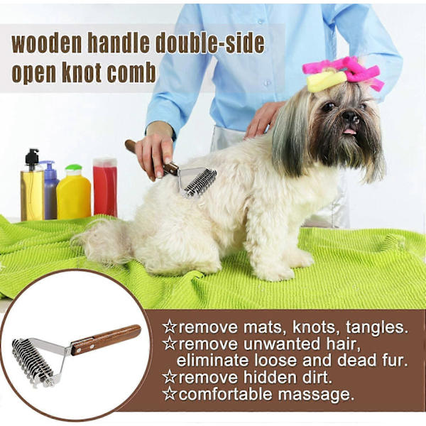 Coat King Rake Pet Undercoat Rake Hund Dematting Kam Hundefrisørbørste Felling Verktøy 17+9 Dobbeltsidig Tann Undercoat Rake (DUAL)