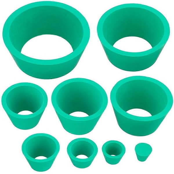 9 stk. filteradapterkegle, elastisk og glat gummiprop, tragtfiltrering