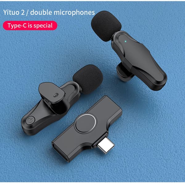 K10 Trådlös Lavaliermikrofon Clip-on Mic Plug & Play Typ-C för Telefon Surfplatta PC med Brusreducering