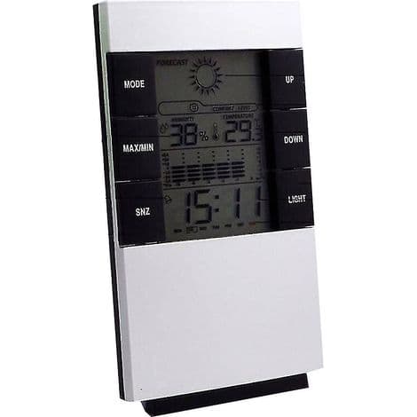 Digital väckarklocka med LCD-projektionsdisplay, temperatur och väderstation för sovrummet