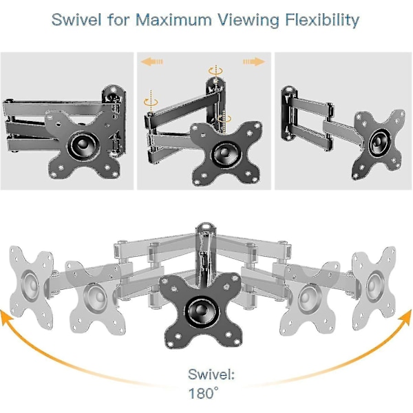 Tv Väggfäste Svängbar Lutningsbar Förlängbar, Full Motion Tv Väggfäste För De Flesta 13-30 Tums Platta Böjda Tv-apparater, Håller Upp Till 10kg, Vesa 100x100mm/75x75mm (13-30