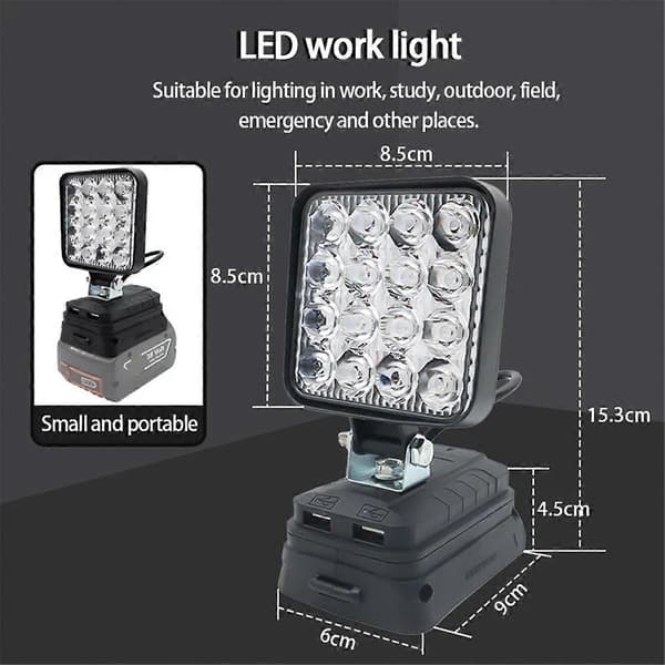 16 LED Arbeidslys Spotlights for Bosch 18V Litiumbatteri