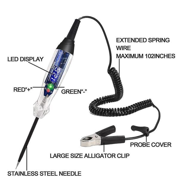 Bil Buzzer Testlys 4-60v Dc Digital Led Krets Tester, Lampe Tester Med Voltmeter, Automatisk Vo