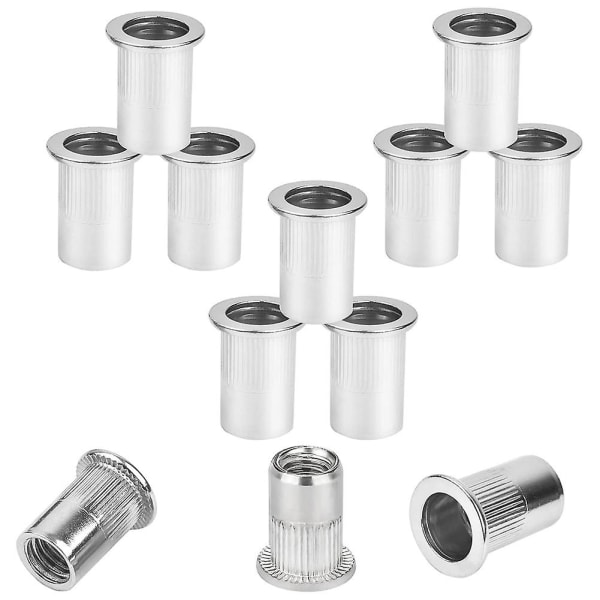 Rivet Nuts Assortment M6, 80 Pieces Rivet Nut M6 A2-70 Stainless Steel Tool Flat Head Thread Rivet Nutsert Cap Nuts