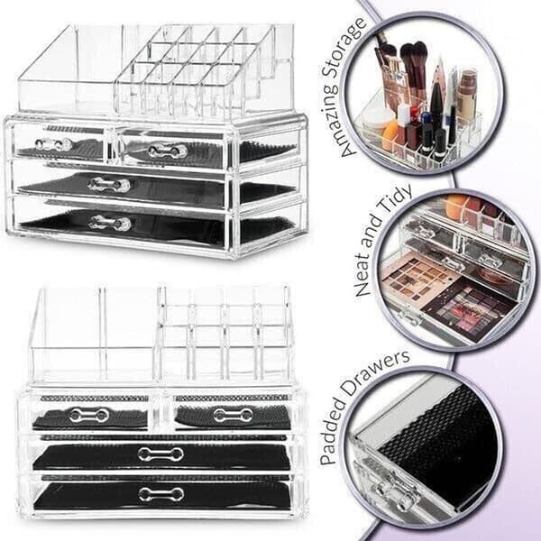 Akryl Makeup Organizer med 4 Skuffer - Makeup Stand