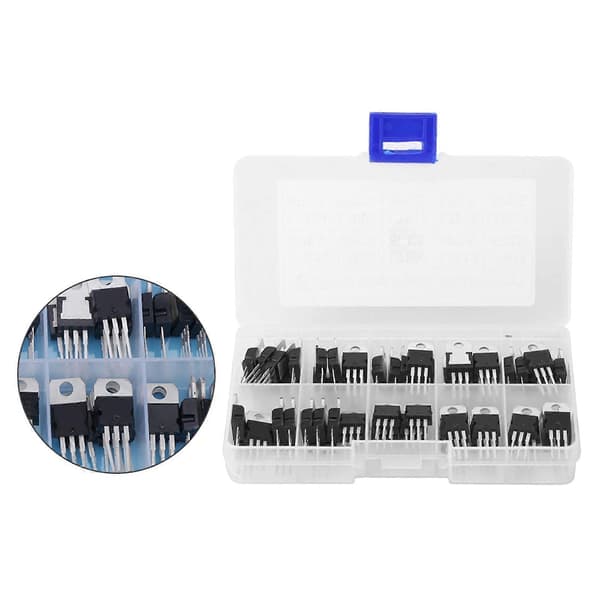 60st 10 Värden L7805CV LM317t Transistor Sortimentslåda med Förvaringslåda