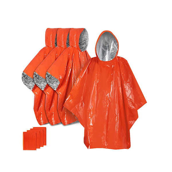 4 st Nödregnkappor med mylar filtfoder orange