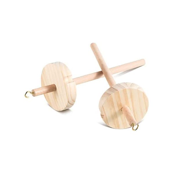 2 stk DIY Drop Spindle Topp Hjul Garn Spinner Hånd Tre Spinning Hjul For Garn Making Garn Spindle