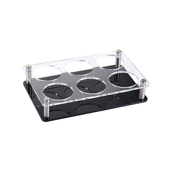 Glasskoppstativ med runde huller, glassholder for utstilling, pantry, fester, 6 hull, svart, øl
