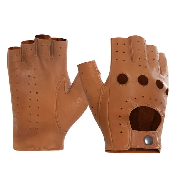 Herre fingerløse handsker, halvfinger, læder, lammeskind, uforet, forbedret version
