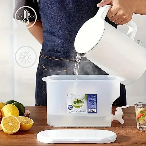 Stor kapacitet køleskabs drikkevare dispenser - Plastik iste og juicekande med tap - 1-pak