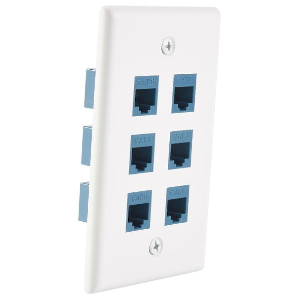 Cat 6 Ethernet Veggkontakt 6 Port, Ethernet Veggkontakt Hunn-Hunn Avtakbar Kompatibel med Cat7/6/