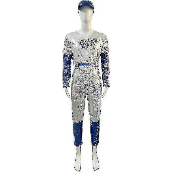 Vuxen Cosplay Bodysuit Rocketman Elton John Kostym Baseboll Uniform Jumpsuit Med Kepshatt Bälte Halloween Karneval Fancy Party-c