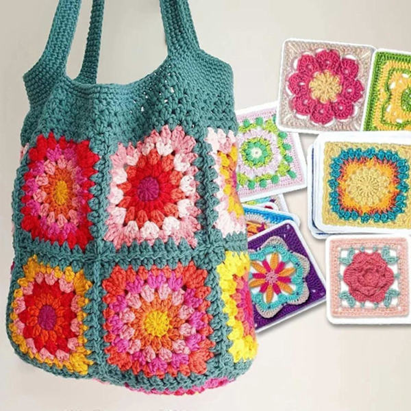 Granny Square Kortdæk - 50 Mix & Match Designs NY