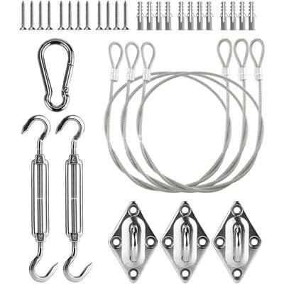 Festeutstyr for solseil, 30-delt rustfritt stålkabel for installasjon, BLUETOOTH-ADAPTER