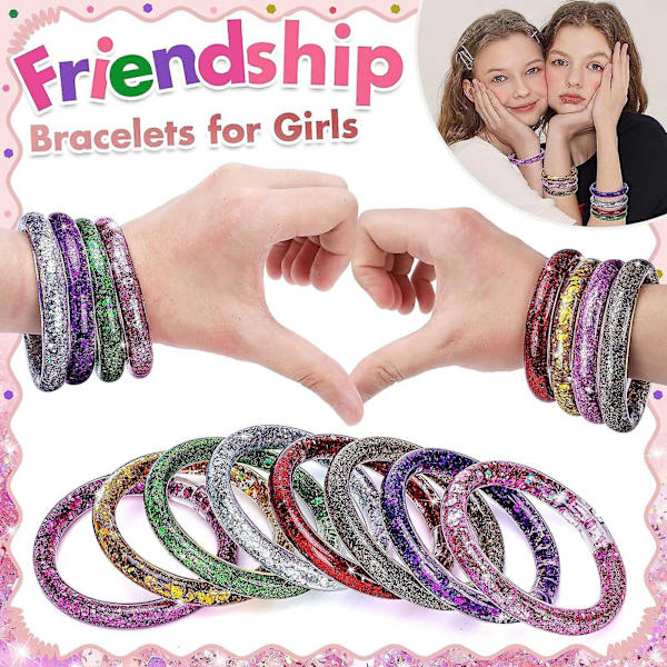 Barn DIY Glitter Armband Kit Leksaker Transparent Slang Glitter Armband Smycken Tillverkning Kit För Barn Flickor Festgåvor Present