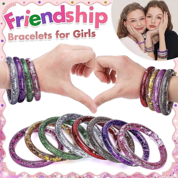 Kids Diy Glitter Bracelet Kit Toys Transparent Hose Glitter Bracelets Jewelry Making Kit For Kids Girls Party Favors Gift