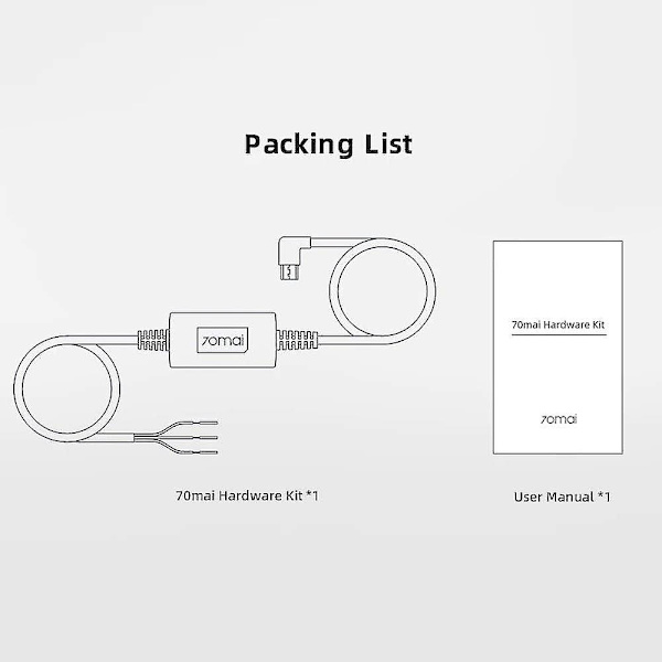 70mai Hardwire-kabelkit för 24 timmars parkeringsövervakning för A500, A800 & Dashcam Wide(midrive Up02