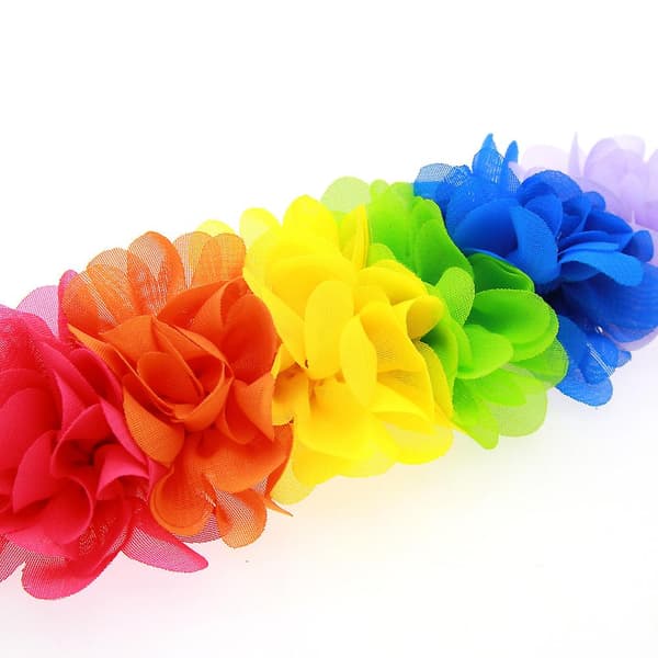 Regnbueblomster Hodebånd for Baby 2-pakning Elastisk Blomsterhodeband i Regnbuefarger