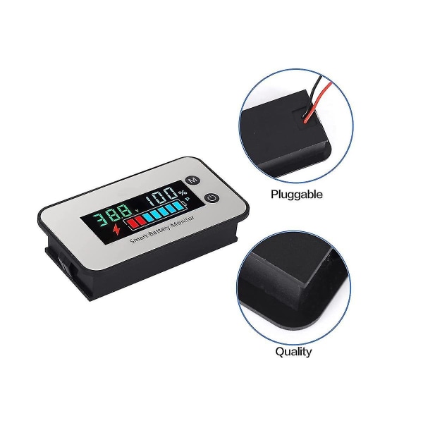 IPX7 Vandtæt Batterimonitor 7-100V Batterikapacitetstester Meter Med Buzzer Alarm Temperatur