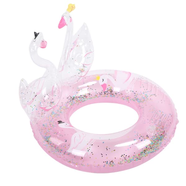 Glitrende lyserød svane dobbelt børnepool-flyder. 60 cm PVC-flyder