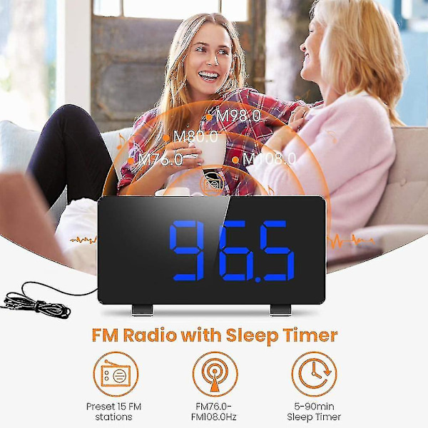 Digital vekkerklokke, elegant vekkerklokke for soverom med FM