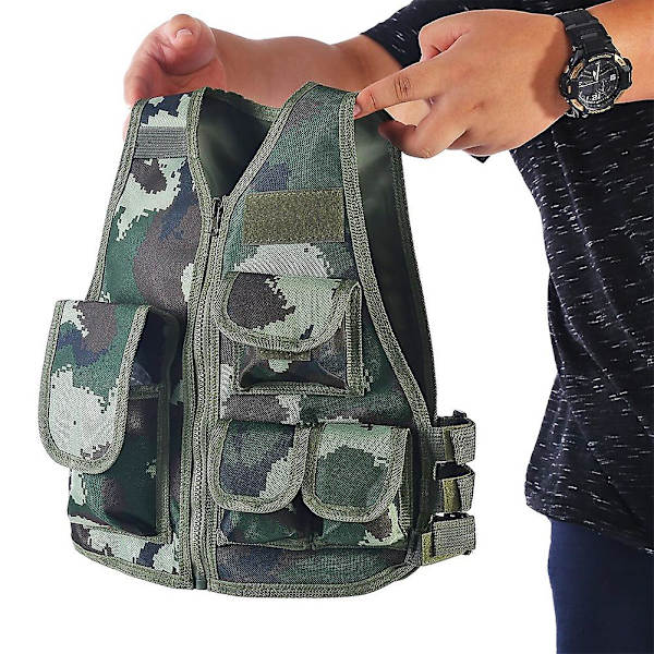 Børne Camouflage Vest til Udendørs Combat Jagt Spil - Jungle Camouflage (Størrelse S)