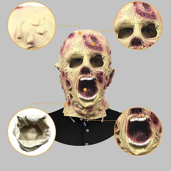 Skräckkostym Mask Läskig Halloween Latex Huvud Krypande Masker För Vuxna