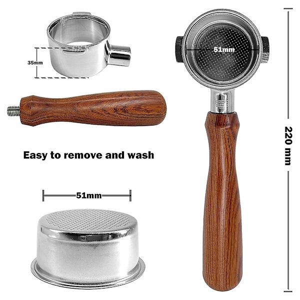 51 mm Bottenlös Portafilter för Kaffe, Kompatibel med DeLonghi Icona ECP ECOV311 Espressomaskin, Filterhållare utan Bas